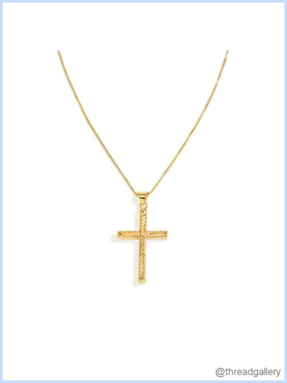 18K Yellow Gold Over Sterling Silver Diamond-Cut Cross Pendant Necklace 18"